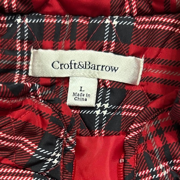 Croft & Barrow Red Plaid Quilted Puffer Vest Size Large Women's - Picture 5 of 7